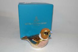 Boxed Royal Crown Derby figure of a hawfinch