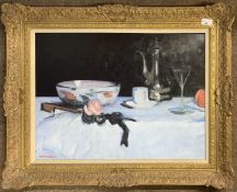 Tom Flanagan (contemporary), 'Still Life', oil on board, signed, 49x59cm, framed.