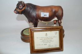 A Royal Worcester model of a dairy shorthorn bull, modelled by Doris Lindner in a limited edition of