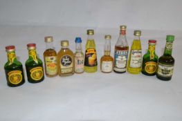 Eleven bottles of assorted spirit miniatures to include A. de Luze & Fils cognac, John O'Groats