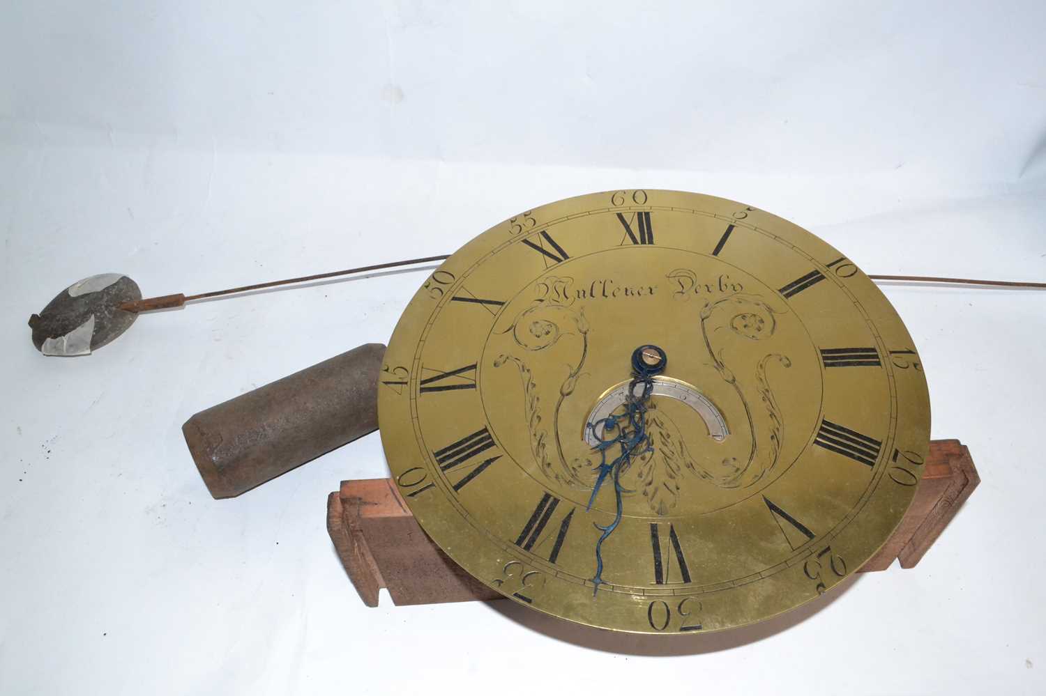 Mullener, Derby, circular brass faced long case clock movement with thirty hour mechanism, - Image 2 of 3