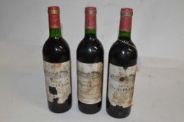 Three bottles of Chateau Pontet-Canet, Pauillac, 1982, (3) labels in poor condition caps dusty but