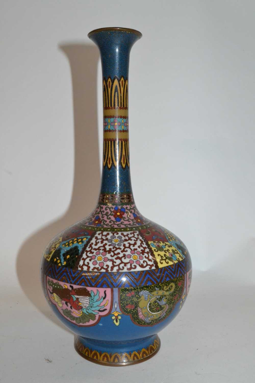 A Cloisonne decorated vase, early 20th Century, 24cm high bruise to one side with 1cm approx - Image 3 of 4