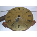 Mullener, Derby, circular brass faced long case clock movement with thirty hour mechanism,