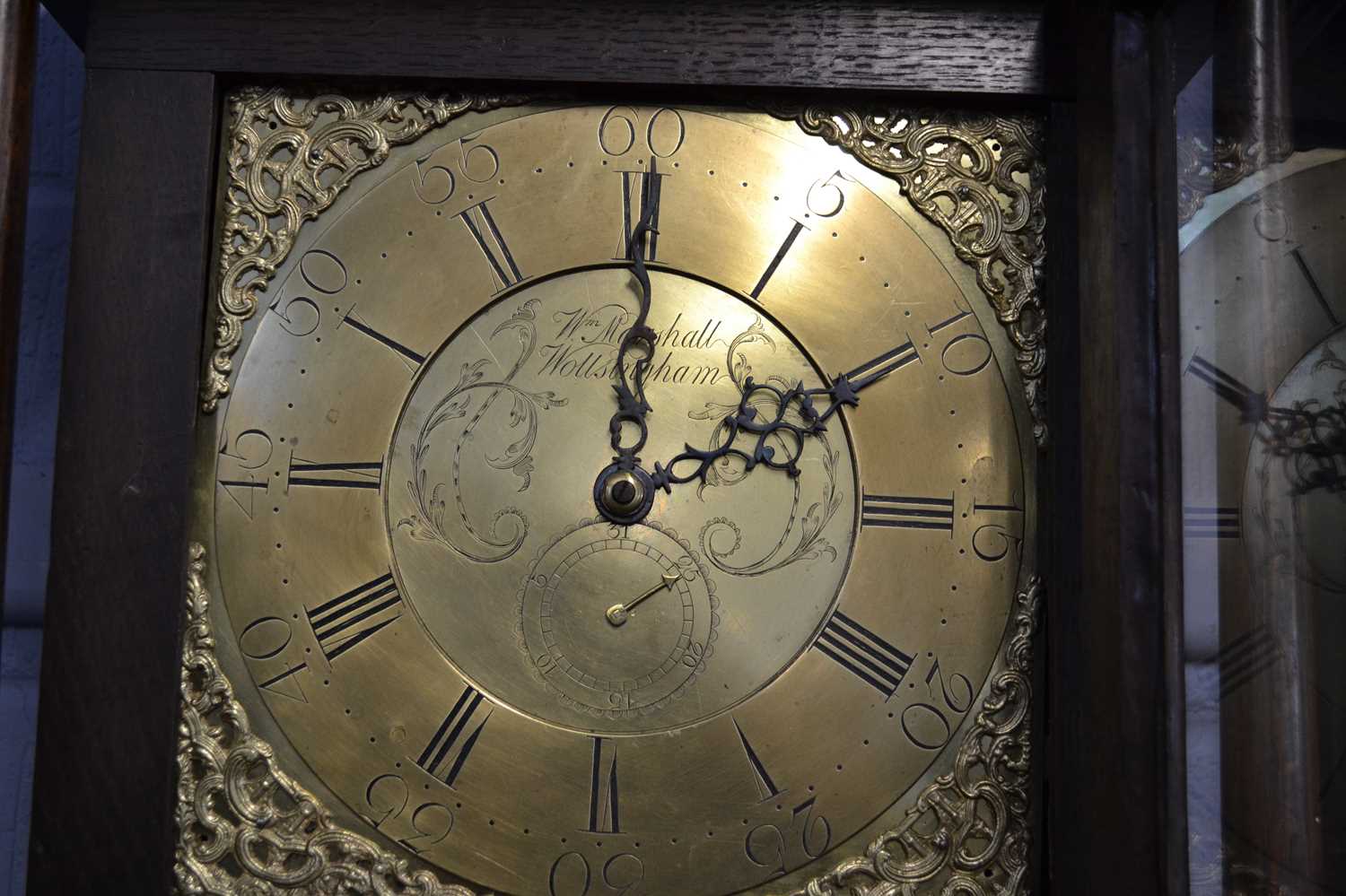 William Marshall, Wollsingham (County Durham), Georgian long case clock with square brass dial - Image 2 of 2