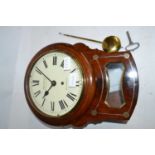 A small early late Georgian drop dial wall timepiece set in mahogany case with brass inlay , the