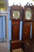 David Bowen, Swansea, a Georgian brass faced long case clock with eight day movement striking on a