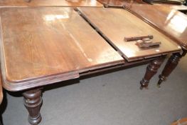 Victorian mahogany extending dining table on turned and fluted lets, no extra leaves, 160cm wide