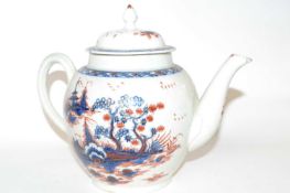 A Liverpool porcelain teapot and cover, circa 1780, probably Pennington with an underglaze blue