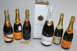 A magnum of Pol Roger Reserve champagne in presentation box, 1.5l, together five other bottles of