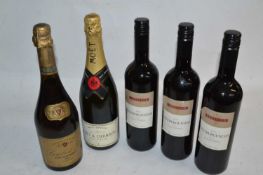 Moet & Chandon Champagne x1, Pressler Red Wine x 3, 1983 Lambert & Cie Cuvee Exceptionelle Champagne