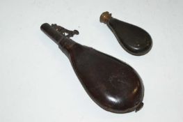 Two 19th Century leather powder flasks