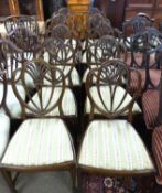 A set of ten 20th Century mahogany framed dining chairs comprising two carvers and eight standard