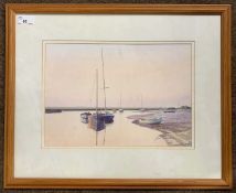 John Rowbottom (British, 20th century), 'Quiet Evening Blakeney Creek', watercolour, signed, 25x35.