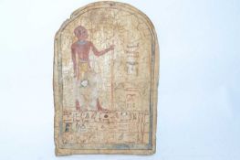 An interesting Egyptian arched panel on card with hyrogliphics