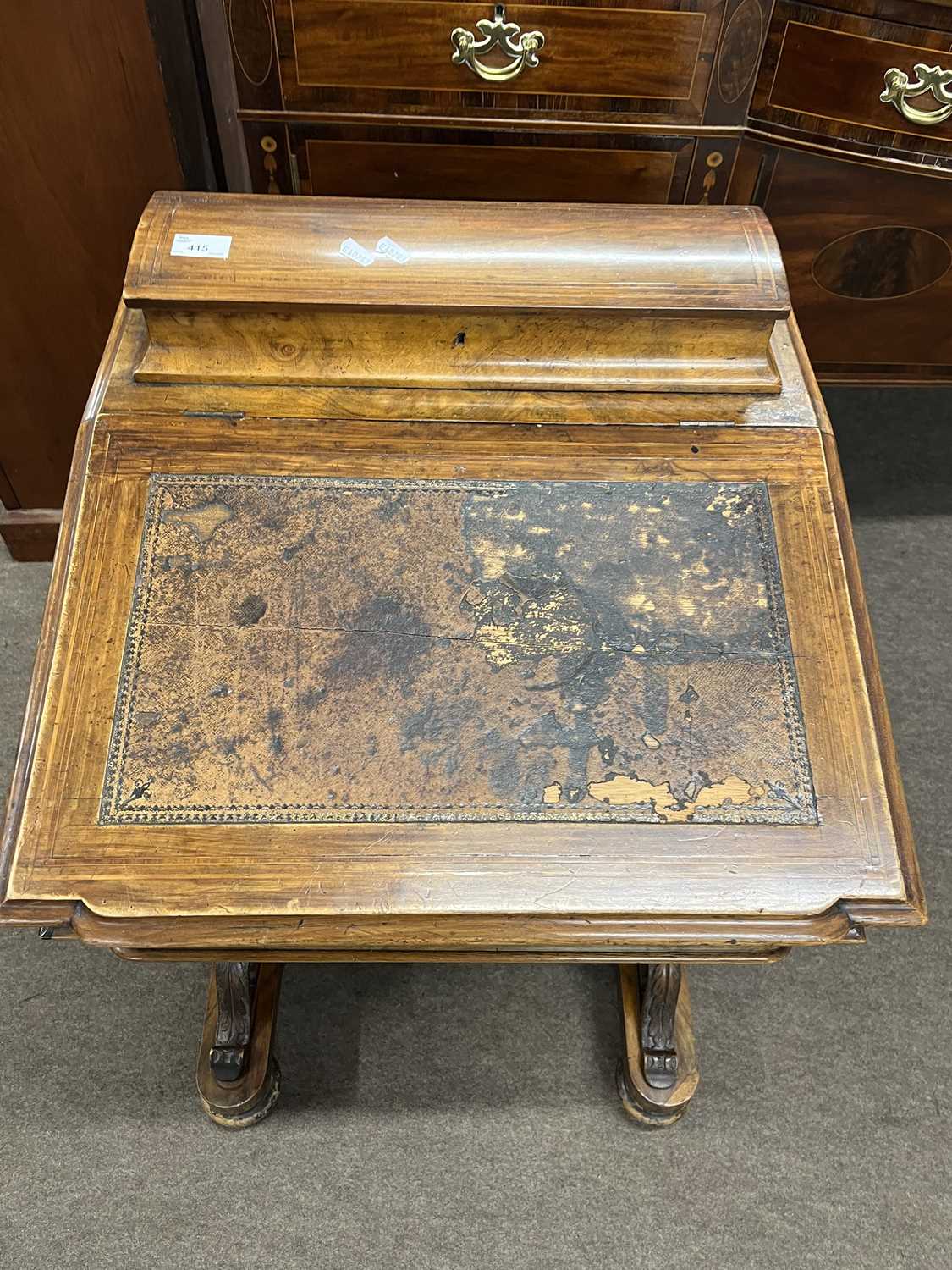 A Victorian walnut Davenport desk of typical form with wedge formed top over a base with four - Image 4 of 4