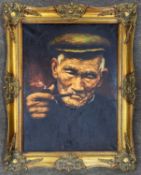 H.Cheang (Chinese / American, b.1910), Portrait of an elderly Chinese gentleman smoking a pipe,