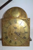 Thomas Fordham, Braintree (Essex), Georgian long case clock movement with arched brass dial and