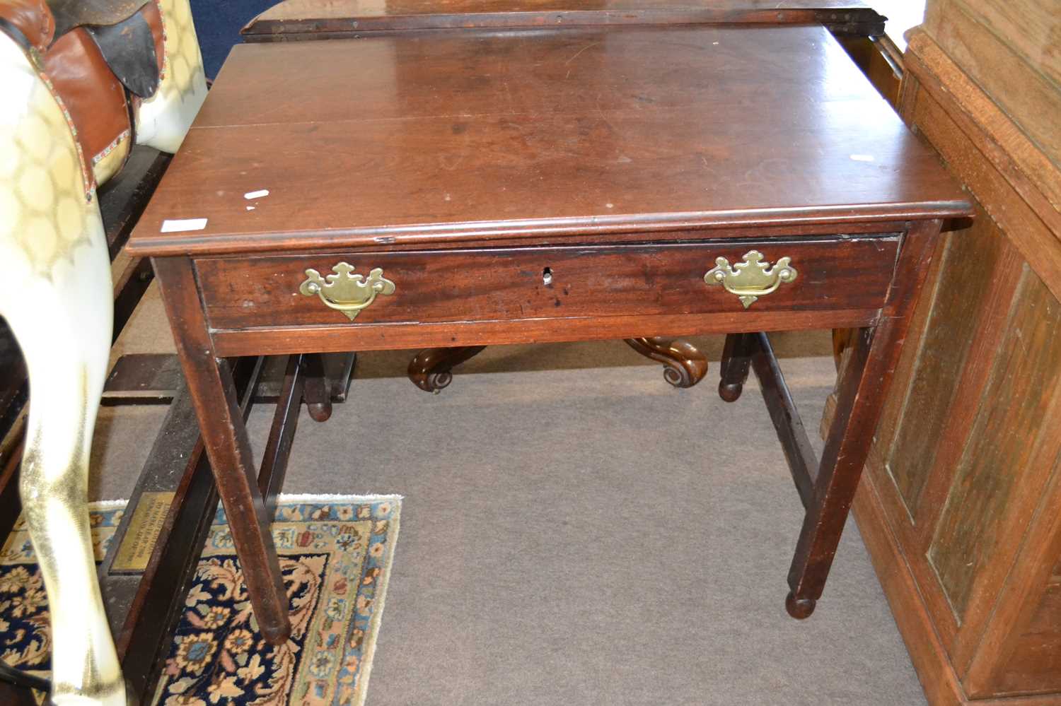 A Georgian mahogany single drawer side table, 92cm wide
