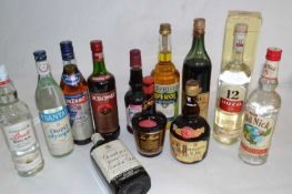 A quantity of assorted spirits to include gin, Dubonnet, Cinzano, white rum, grenadine, etc., (12)