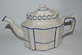 A 19th Century Castleford Feldspathic teapot and cover of turret form