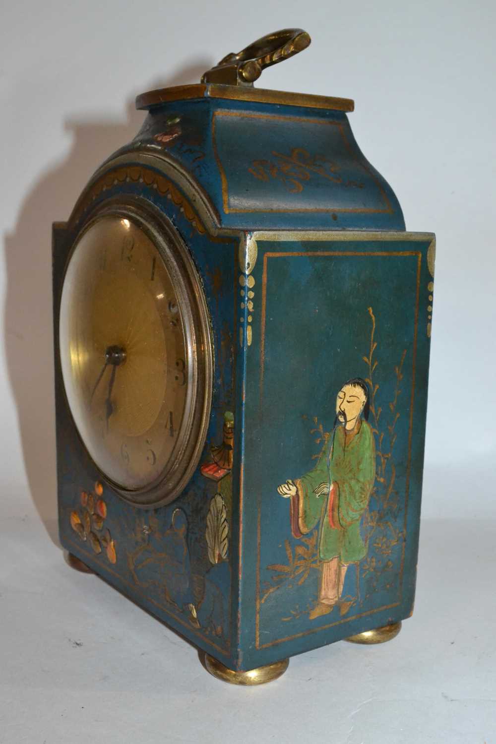 An early 20th Century mantel clock, the case with applied fruit decoration and Chinoiserie - Image 2 of 4