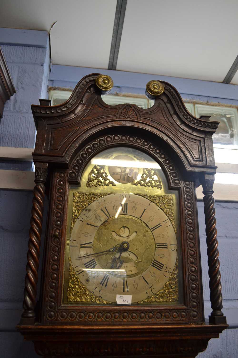 Benjamin Simpson, a Georgian brass faced long cased clock with thirty hour movement set in a later - Image 2 of 2