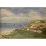 British School, 20th century, Sheringham Golf Course towards Cromer, unframed,15.5x23cm, mounted.