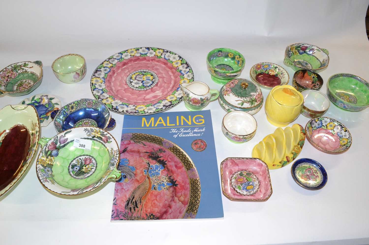 A quantity of Maling lustre wares, various bowls, a plate with floral design, toast rack and jam pot - Image 2 of 4