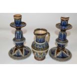 Pair of Doulton Lambeth Candlesticks