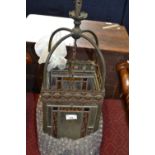 A late 19th or early 20th Century hanging lantern with lead glazed panels, 60cm high