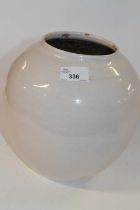 A large ovoid pottery bowl with grey glaze, 25cm high