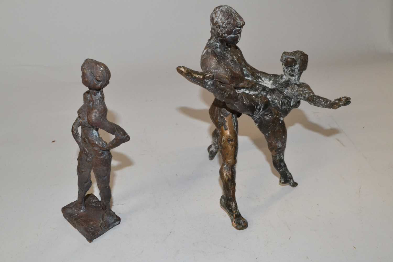 A bronze Maqette of a dancing couple together with a further model of a nude on rectangular base, - Image 2 of 2