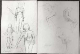 Maurice Feild (British,1905-1988), Two nude female studies, pencil on laid paper, signed, 35x50cm,