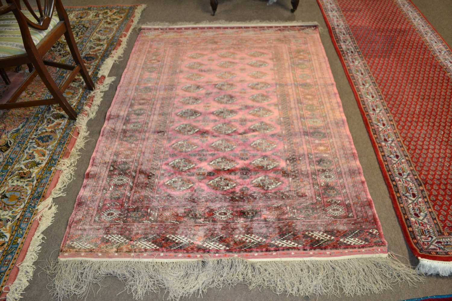 A 20th Century silk mix Bokhara type floor rug, 190 x 135cm