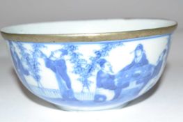 A further Chinese porcelain bowl decorated with figures in a garden setting (Inventory 336), 11cm