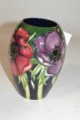 A Moorcroft vase of ovoid form, decorated with the anemone tribute pattern after a design by Emma