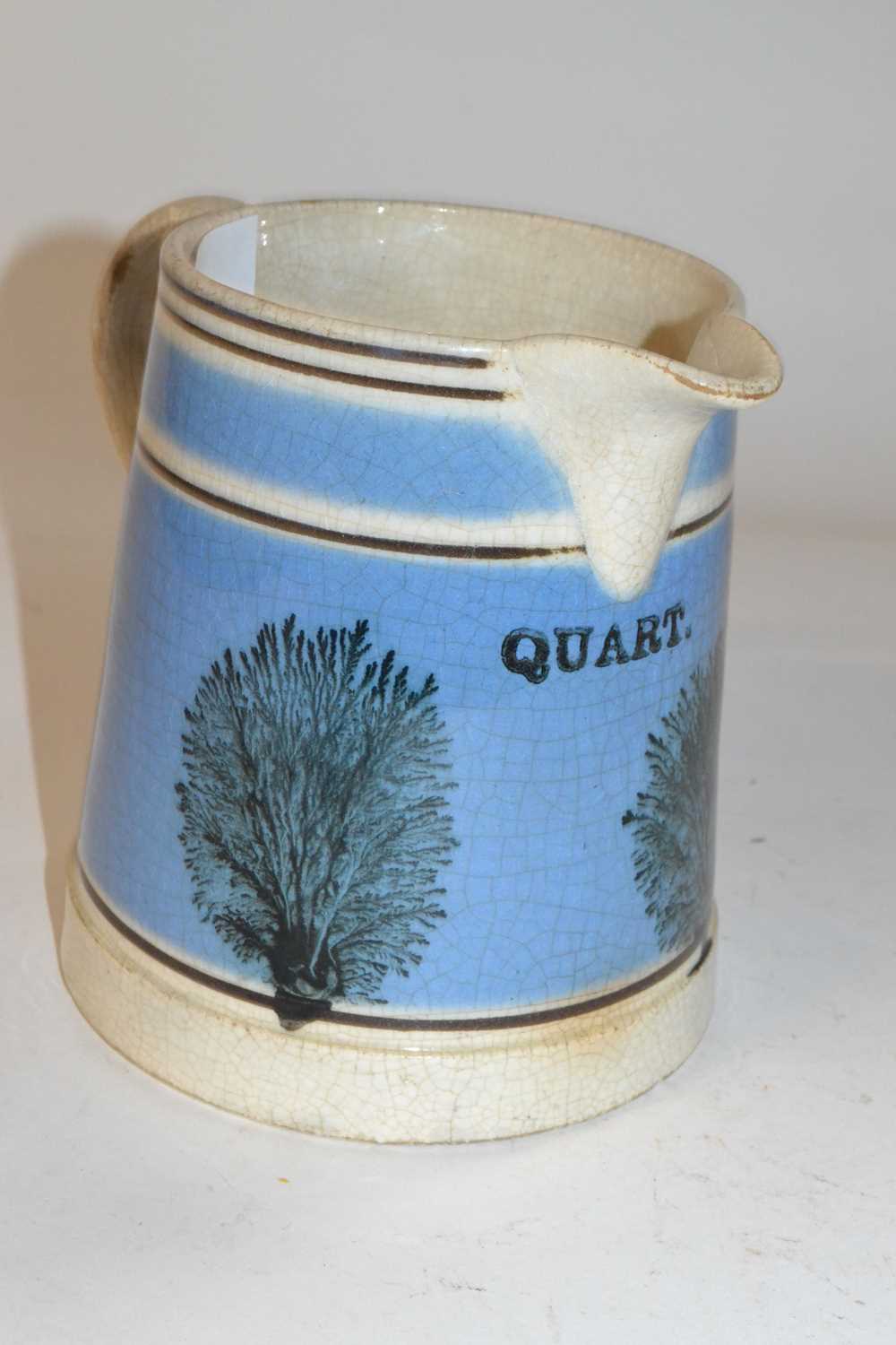 A Mocha ware jug quart size, stamped quart - Image 2 of 2