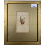 Indian School, 20th century, Bust portrait of an Indian gentleman, watercolour, initialed VG,