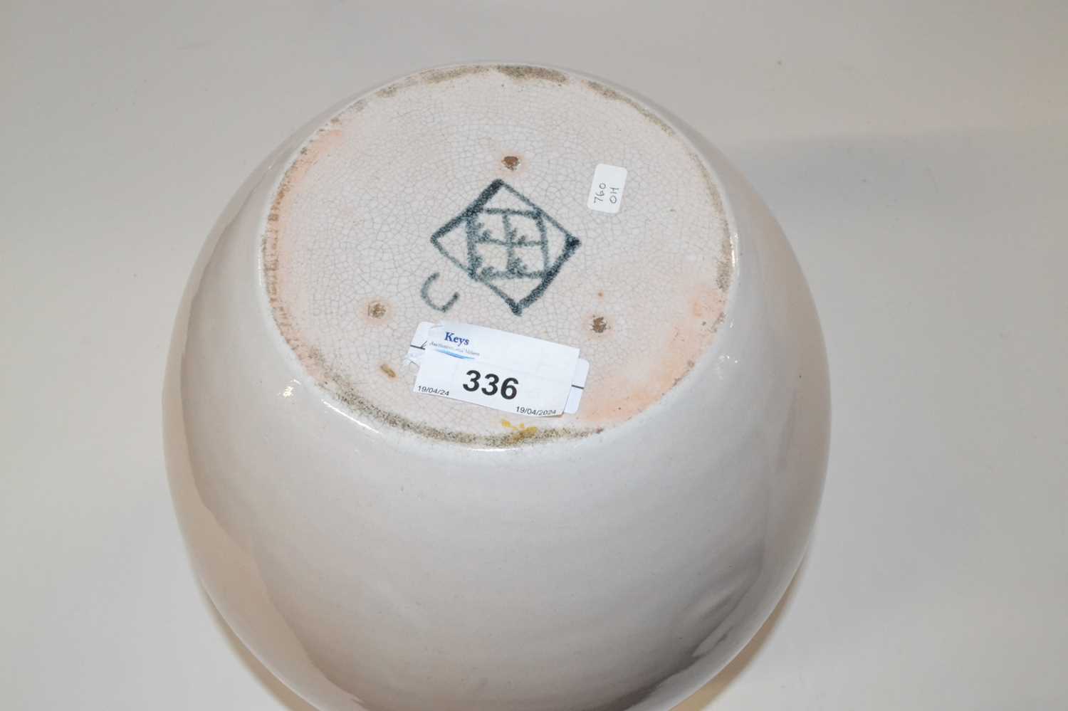 A large ovoid pottery bowl with grey glaze, 25cm high - Image 3 of 3