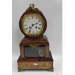 HRY Marc Paris, a simulated boule and ebonised mantel clock of drum head form fitted with a brass