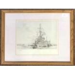 William Lionel Wyllie (1851-1931), Shipping scene, The Heritage Prints Collection stamped, signed in