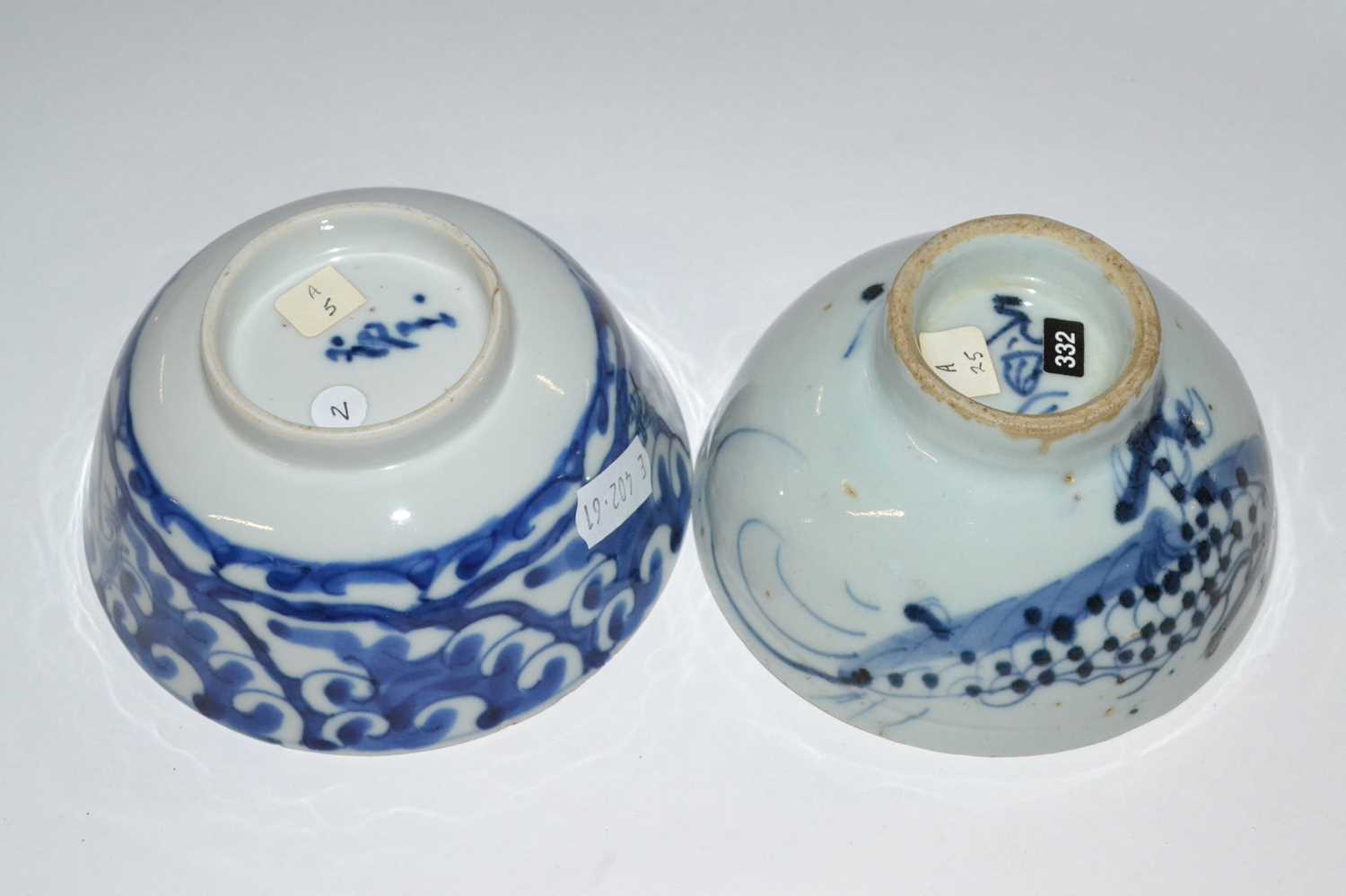 Two 19th Century Chinese porcelain bowls, one decorated with the dragon chasing the flaming pearl ( - Image 3 of 3