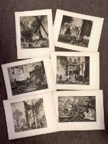 After Frank William Brangwyn (1867-1956), Six monochrome lithographs laid on card, inscribed '