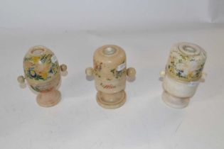 Group of three alabaster late 19th Century "peep-egg" viewers with views of Brighton, Scarborough