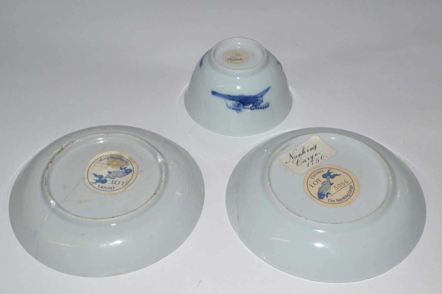 A Chinese porcelain tea bowl and saucer from the Nanking Cargo sale with Christies sticker to saucer - Image 2 of 2