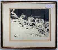 Paul Emile Chabas (1869-1937), Water Nymphs, ink and pencil on paper, signed,17x21cm, framed and