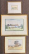 Doreen Allen - March Morning, village view, The Limes, w/c, x3, framed and glazed