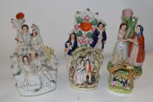 Quantity of Staffordshire wares including a Watch Holder group, further group of Burns & Mary, three