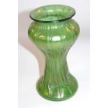 A Loetz style Art Nouveau vase, green with some irridescence, 19cm high